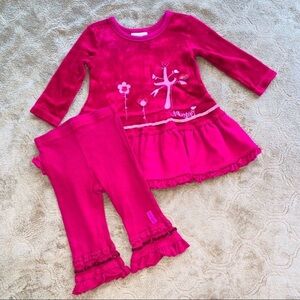 Naartjie dark pink velour Top and cotton leggings